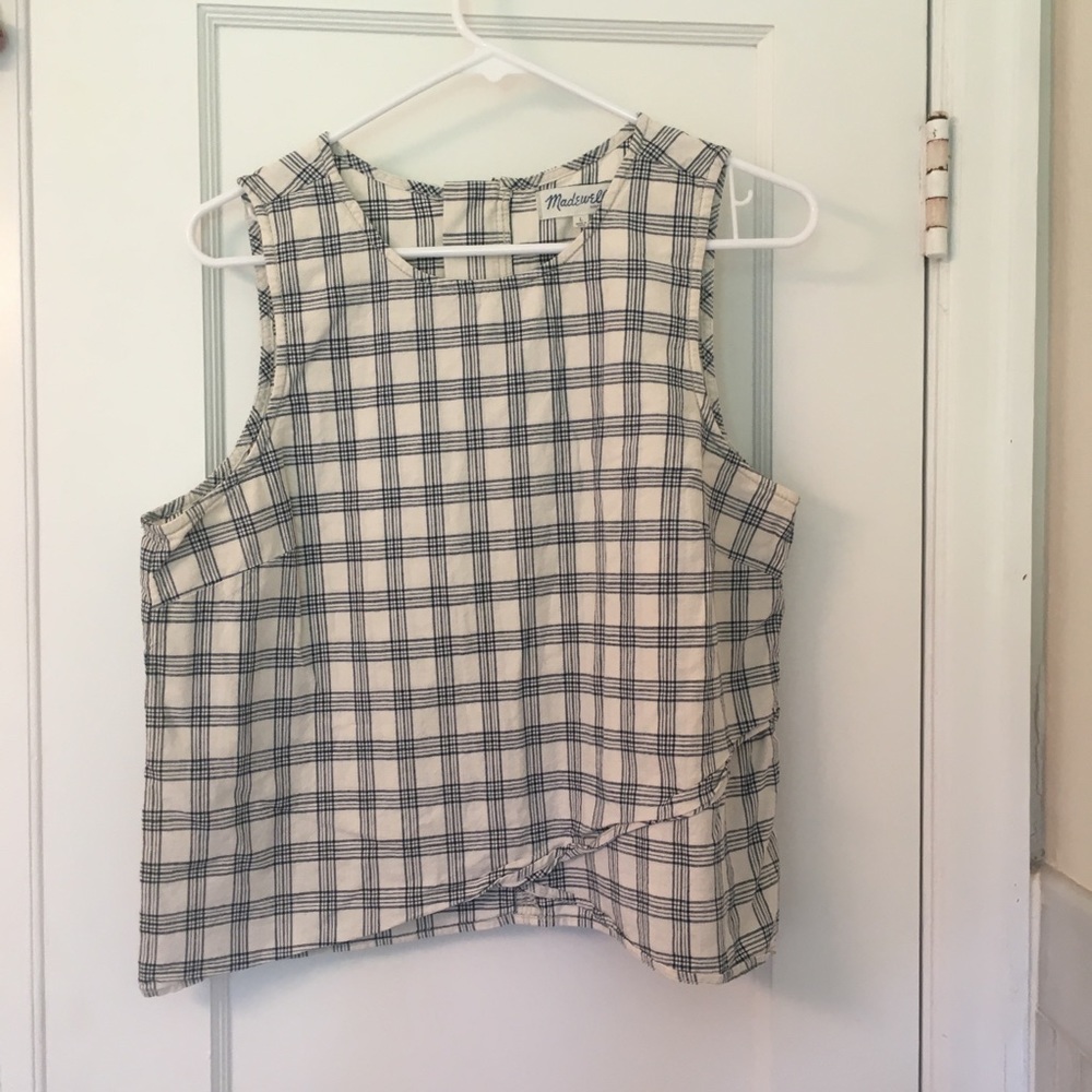 Madewell tank with tulip hem and zip back placket